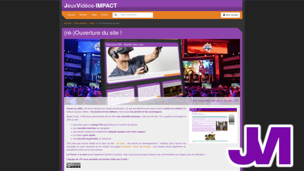 Capture d'écran du site réalisé et designé par MysterTy, jeuxvideos-impact.com