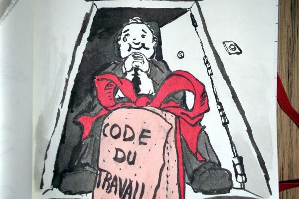 The MEDEF finds the labor code, in the form of a roll of paper toilet, deposited on its doorstep.