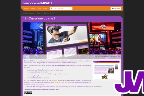 Capture d'écran du site réalisé et designé par MysterTy, jeuxvideos-impact.com