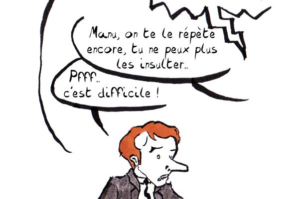 Director: "Take 493, ACTION!" - Macron "Hello lazy people, I..." - Director: "Cut it! Manu, we're telling you again, you can't insult them like that anymore!" - Macron: "Pff, it's difficult."